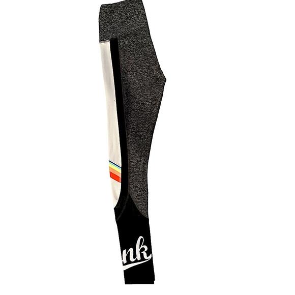 Victoria’s Secret PINK High Waisted Black Grey Rainbow Colorblock Leggings XS - Picture 2 of 7